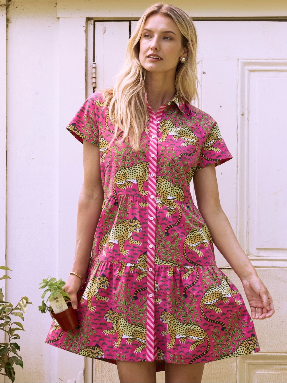 Printfresh Pink Leopard Print Short Sleeve Mini Dress